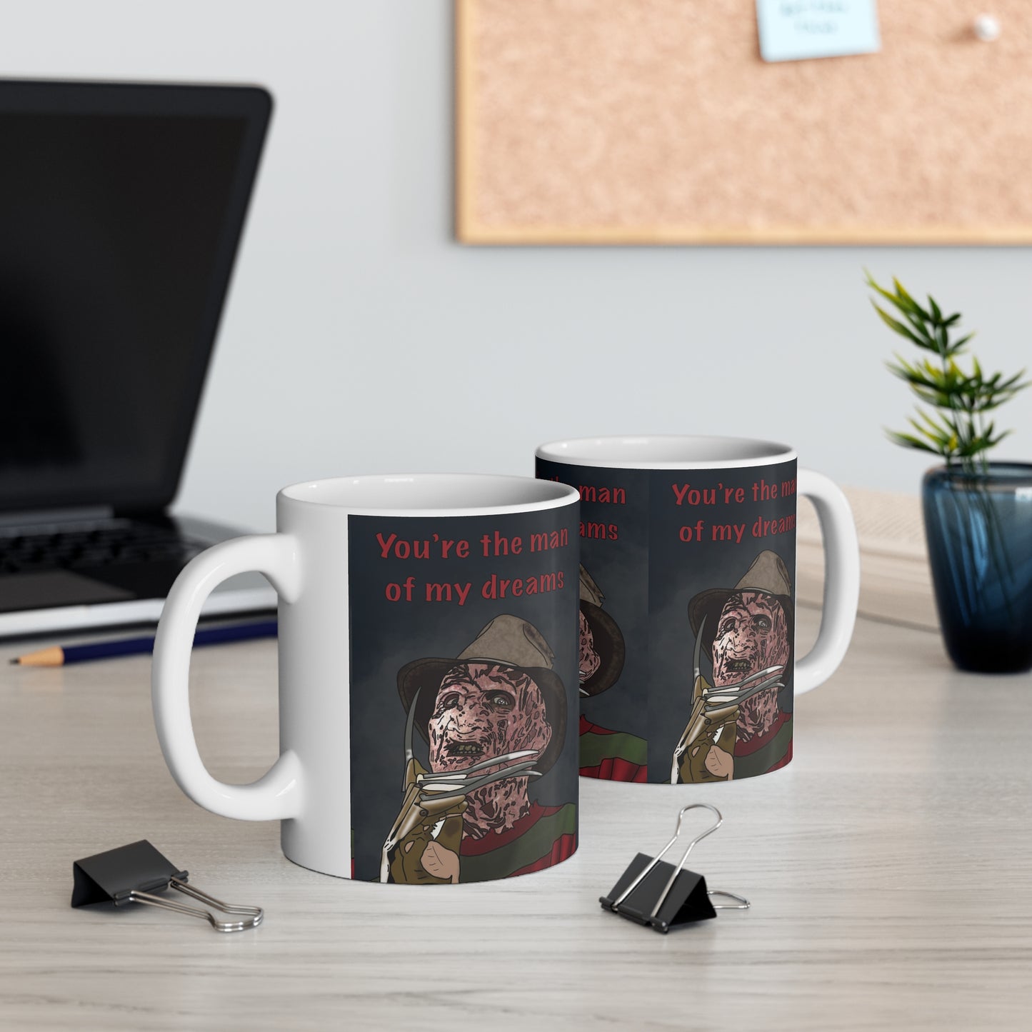 Freddy Krueger Horror Mug – "You’re the Man of My Dreams" Ceramic Coffee Cup