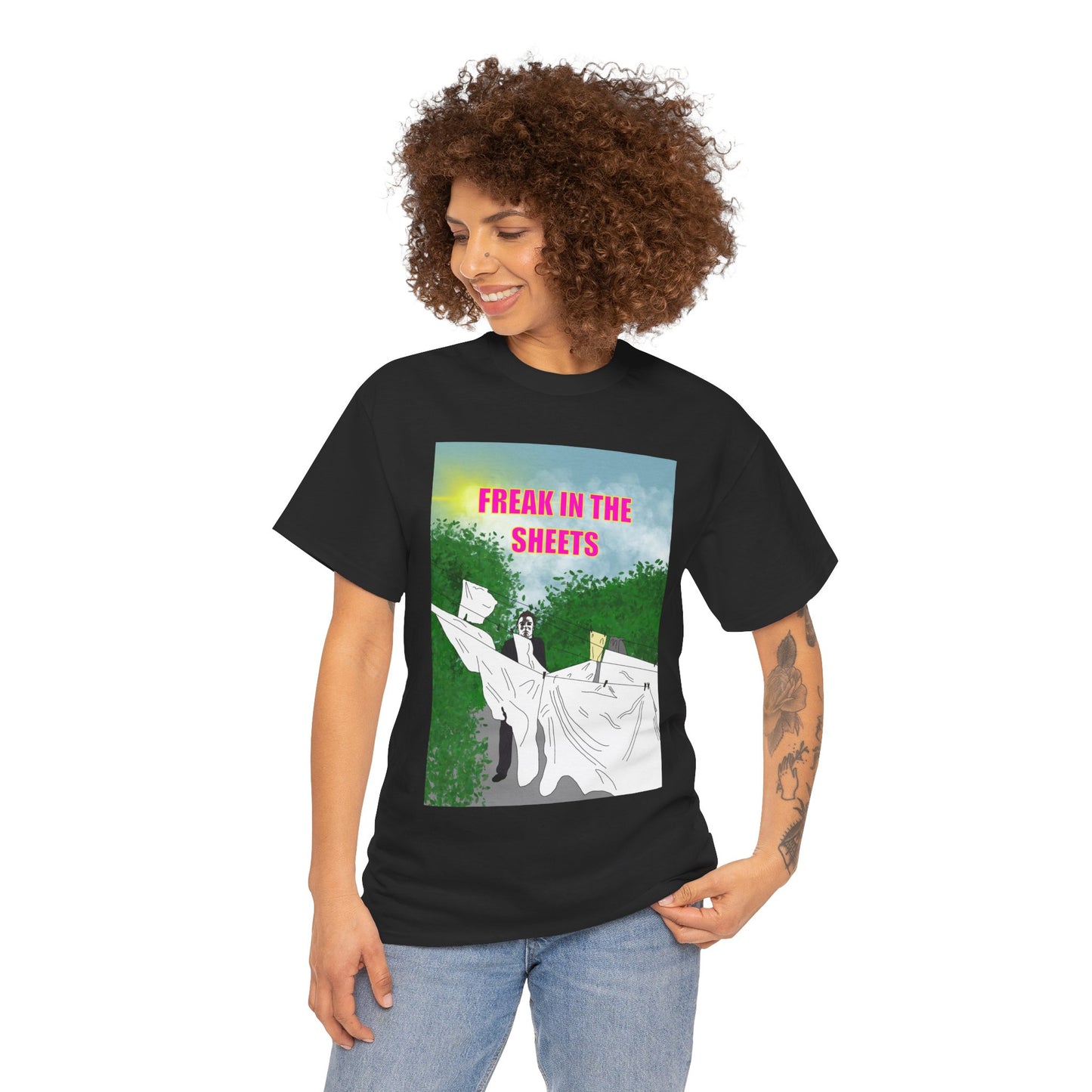 Graphic Tee — "Freak in the Sheets" Retro Ghost Design