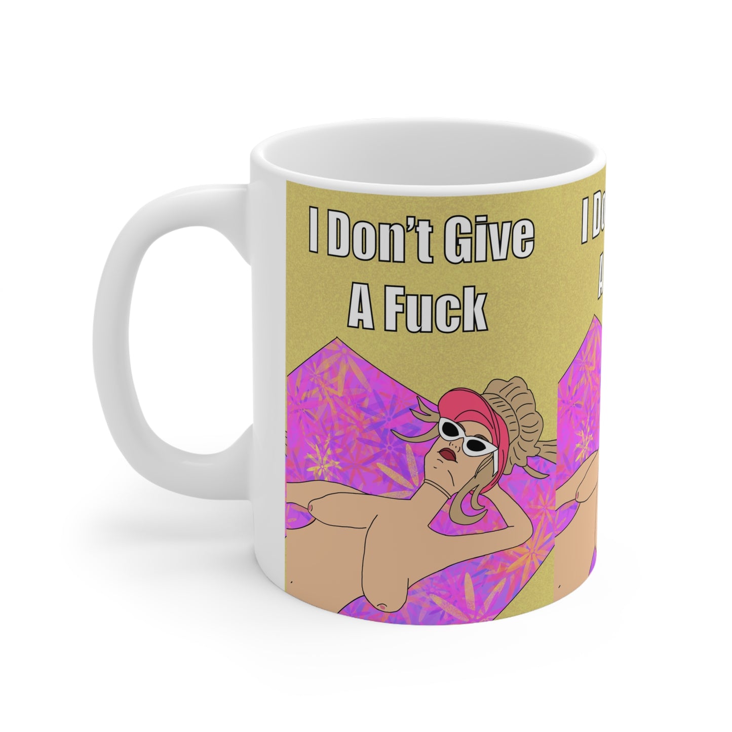 "I Don't Give A Fuck" Sunbathing Babe Graphic Mug