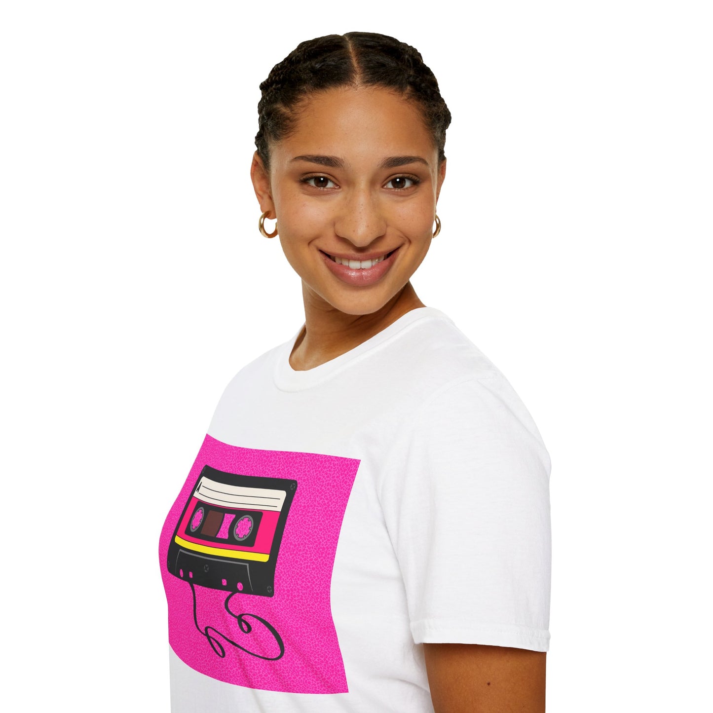 Retro Cassette Tape T-Shirt — 80s Pink Vintage Music Tee