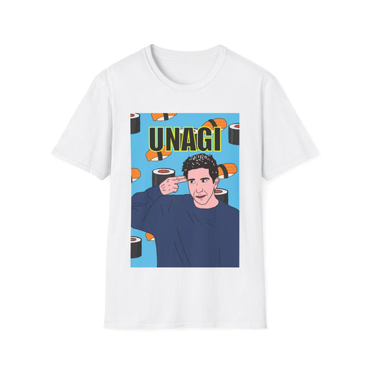 Ross Geller Friends Unagi Graphic T-Shirt — Pop Art Sushi Tee ("UNAGI")