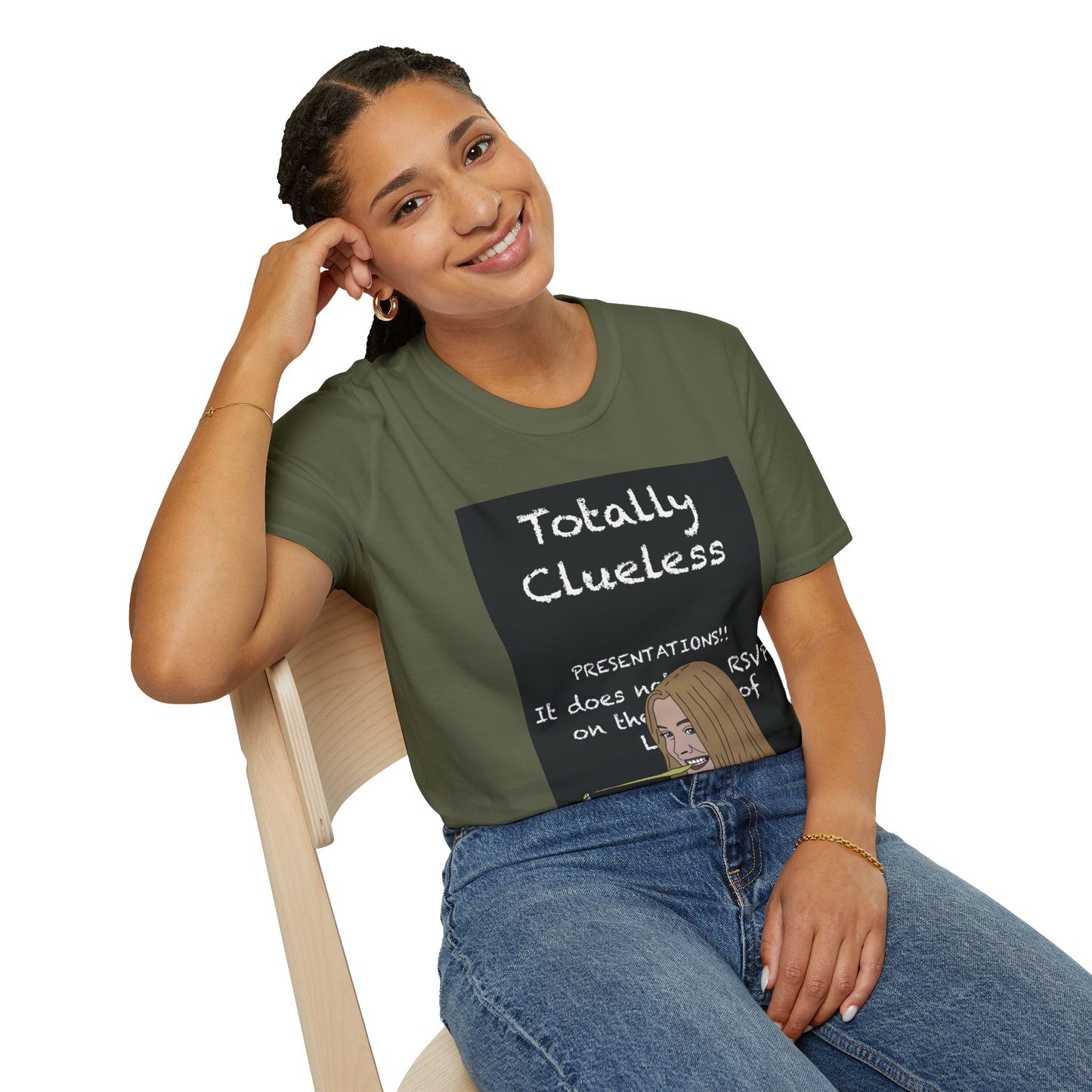 Totally Clueless Graphic T-Shirt — Funny Retro Chalkboard Illustration