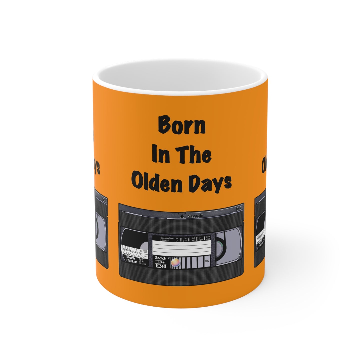 Retro VHS 'Born in the Olden Days' Coffee Mug — 11oz & 15oz Ceramic