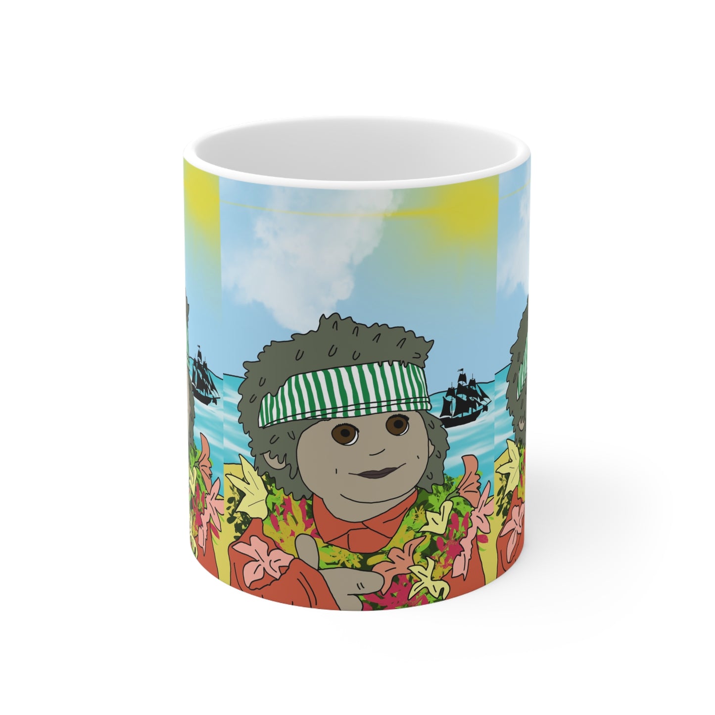 Hawaiian Tiny Sunset Ceramic Mug — Cute Island Character Coffee Cup (11oz & 15oz)