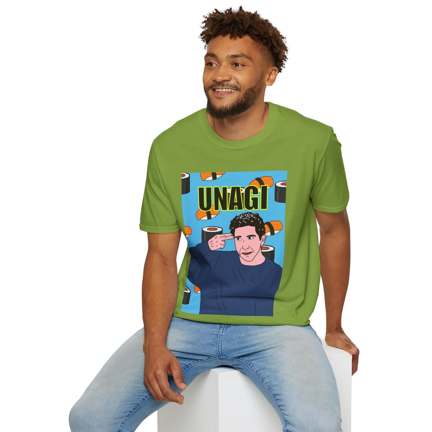 Ross Geller Friends Unagi Graphic T-Shirt — Pop Art Sushi Tee ("UNAGI")