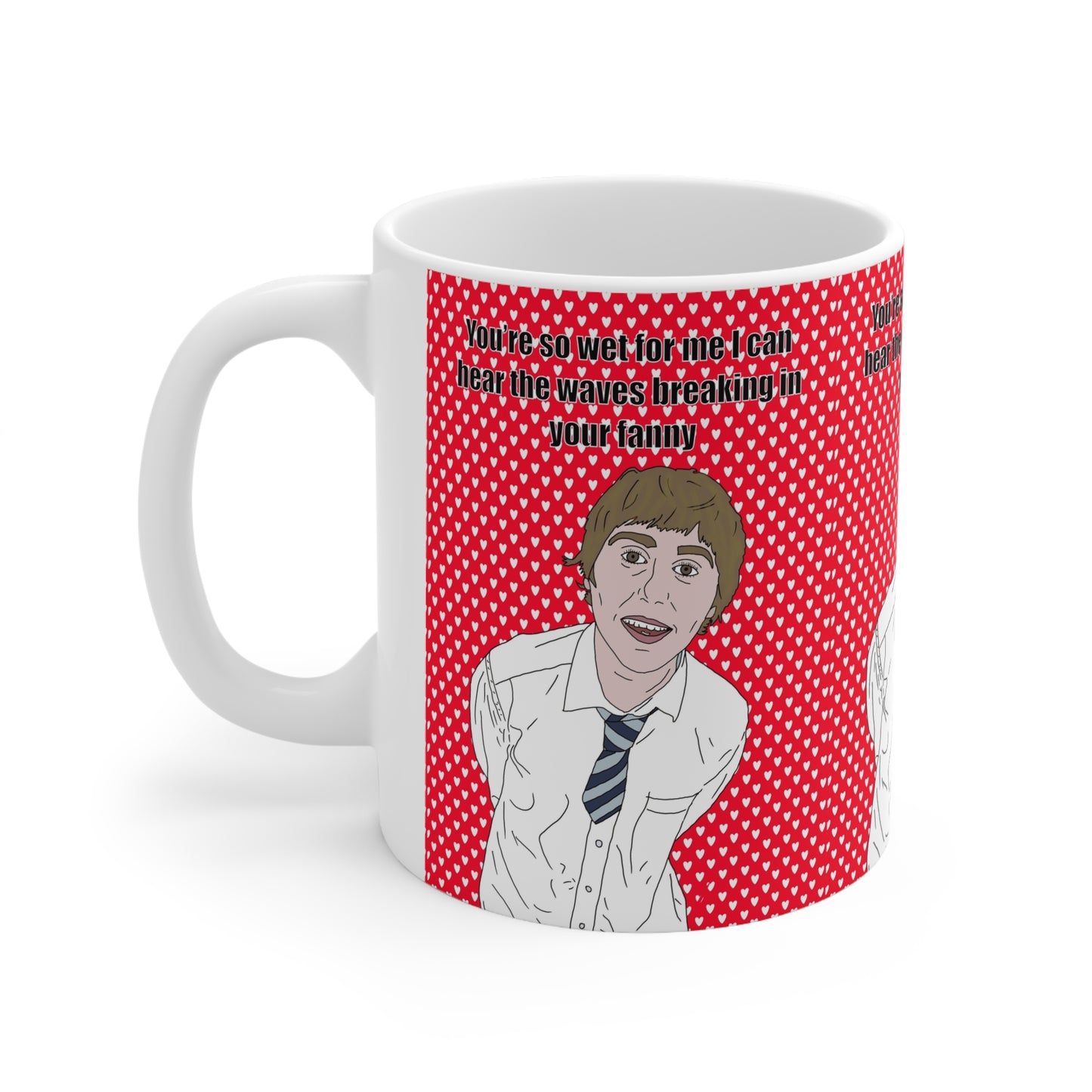 Jay Cartwright The Inbetweeners Red Polka Dot Novelty Coffee Mug  "You're so wet for me I can hear the waves breaking in your tummy" — [...]