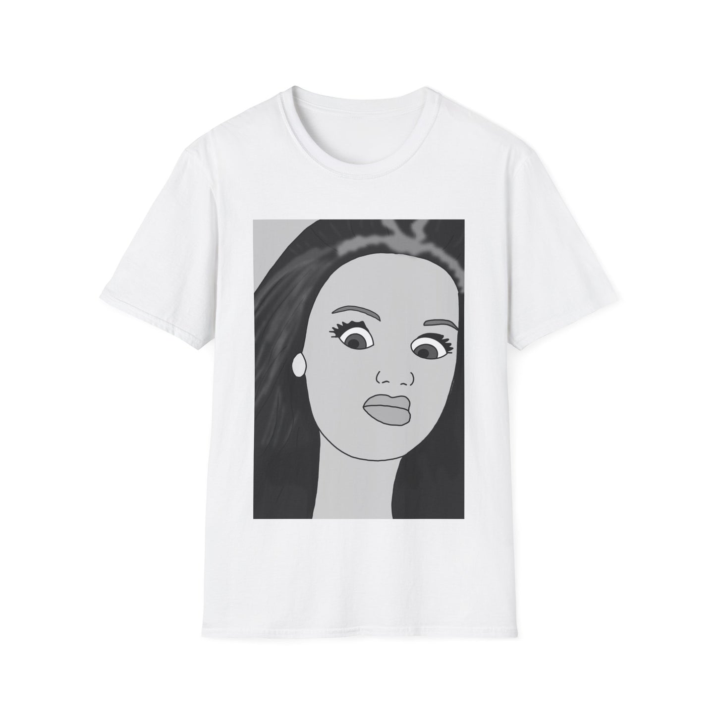 WTF Expression Portrait T-Shirt — Minimal Monochrome Face Art Tee