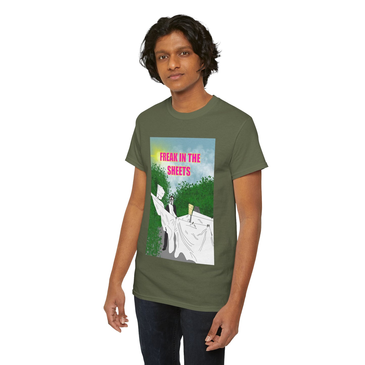 Graphic Tee — "Freak in the Sheets" Retro Ghost Design