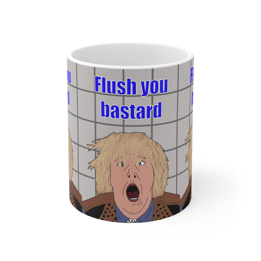 Dumb & Dumber Funny 'Flush You Bastard' Ceramic Coffee Mug — Novelty Cup