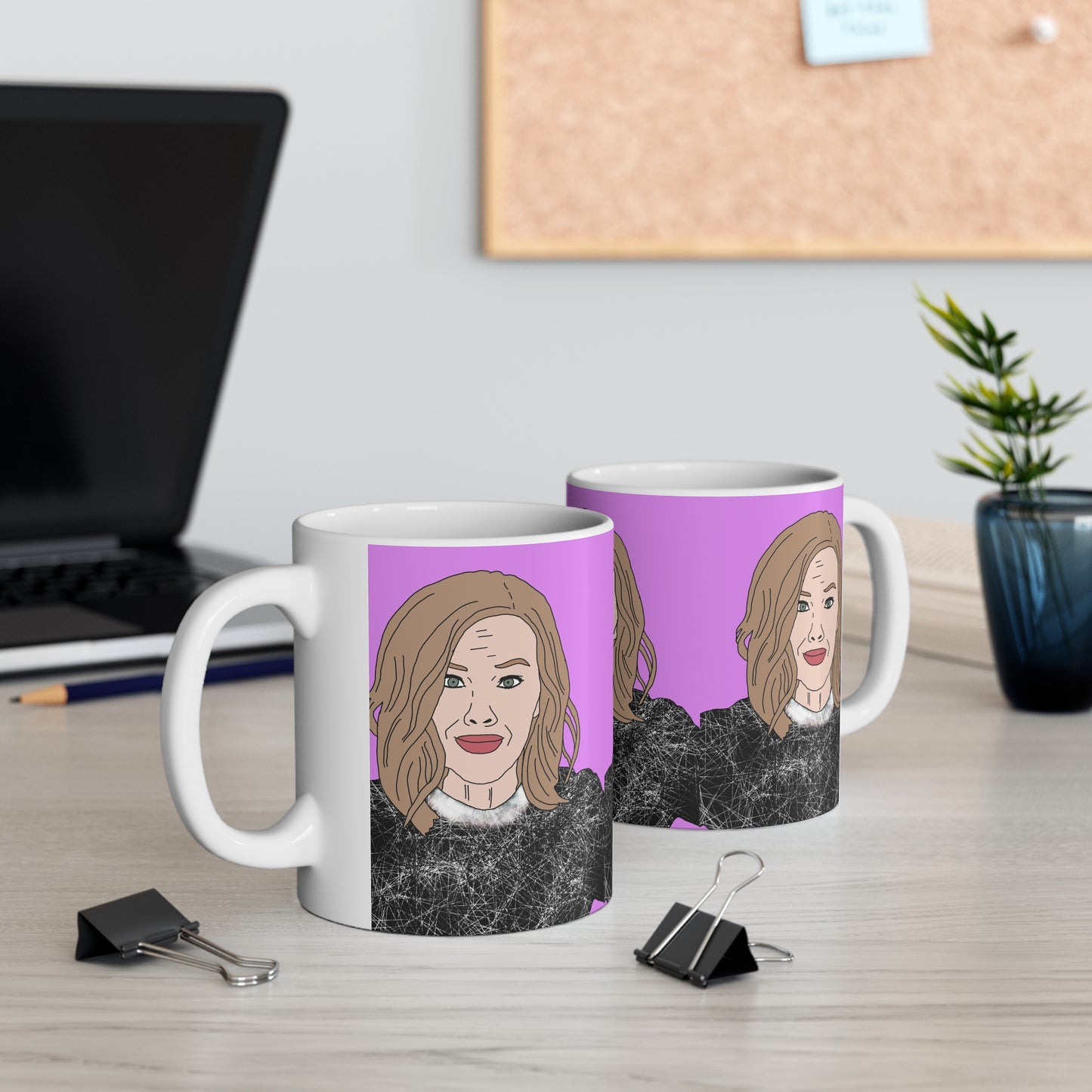 Moira Rose Coffee Mug — Illustrated Woman on Pink Background