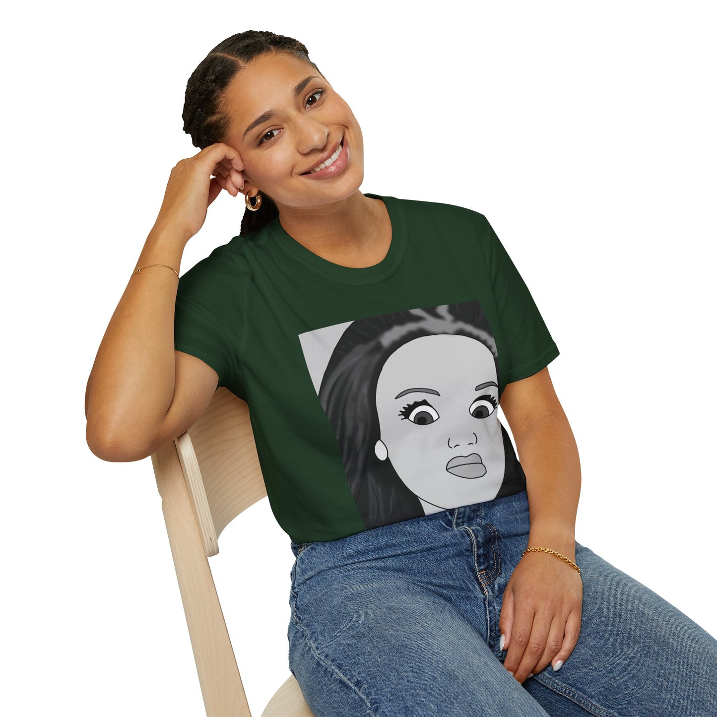 WTF Expression Portrait T-Shirt — Minimal Monochrome Face Art Tee