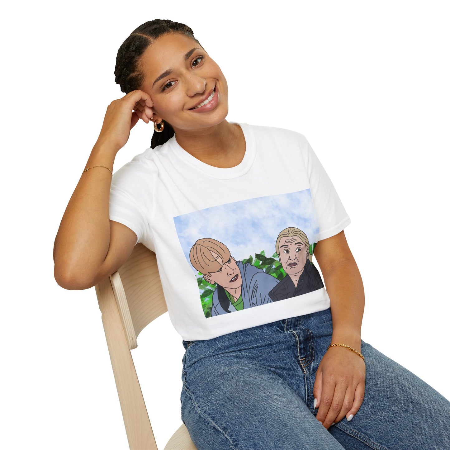 This Country Kurtan & Kerry Mucklowe T-Shirt — Illustrated Two-Person Portrait Tee (Casual Graphic Art)