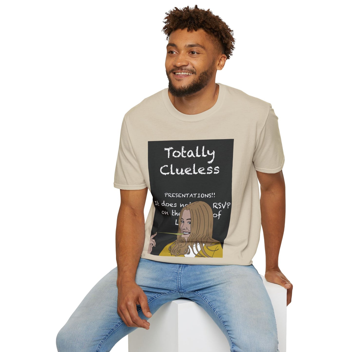 Totally Clueless Graphic T-Shirt — Funny Retro Chalkboard Illustration