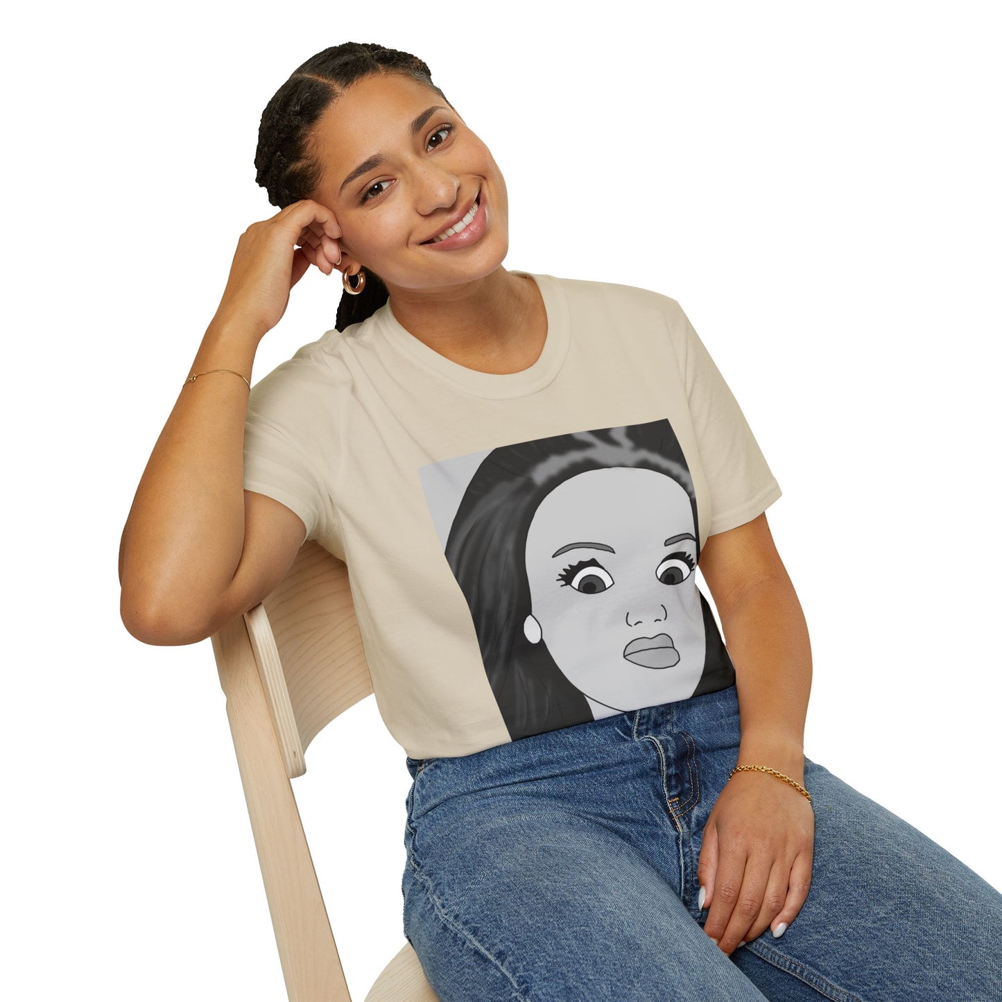 WTF Expression Portrait T-Shirt — Minimal Monochrome Face Art Tee