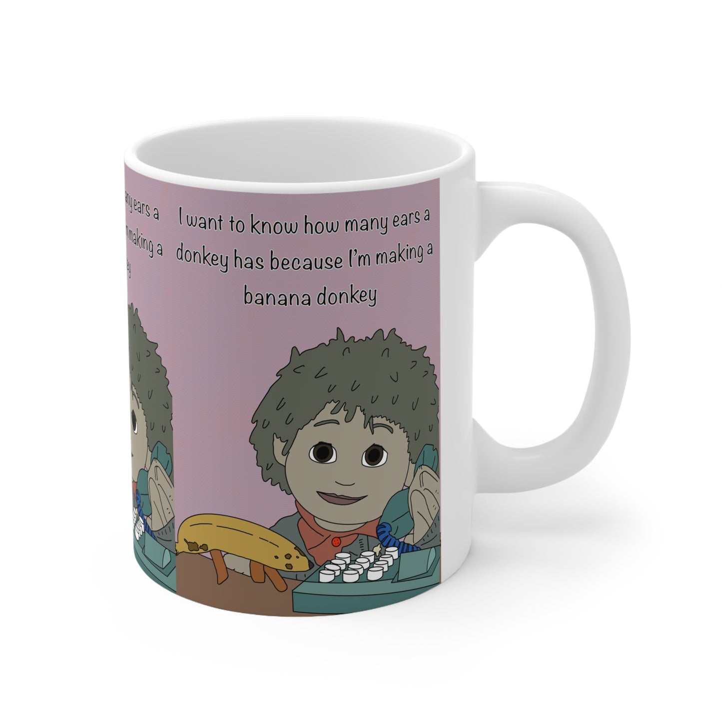 Banana Donkey Cartoon Mug — Funny Coffee Cup