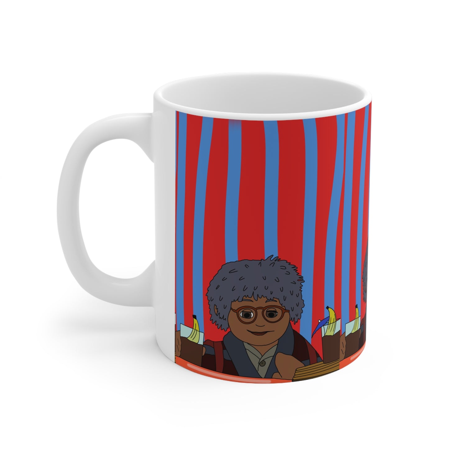 Ceramic Mug — Retro Tom Portrait on Red & Blue Stripes (11oz, 15oz)