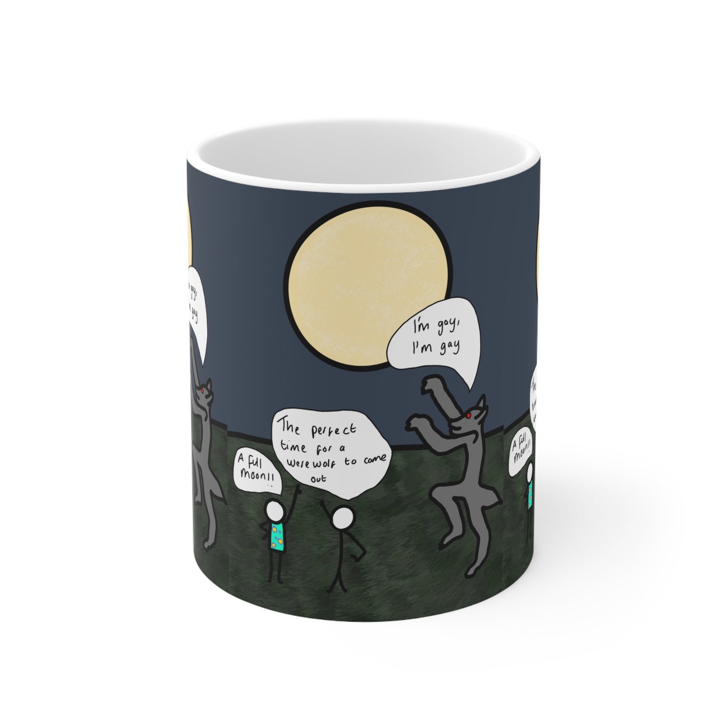 Full Moon Wolf Meme | Funny Mug | More Jam