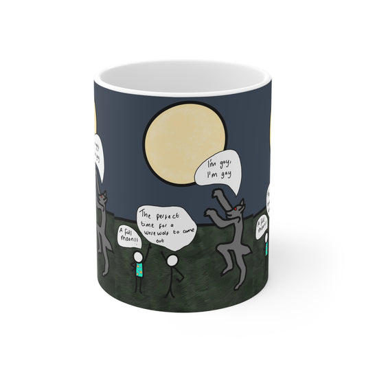 Full Moon Wolf Meme | Funny Mug | More Jam