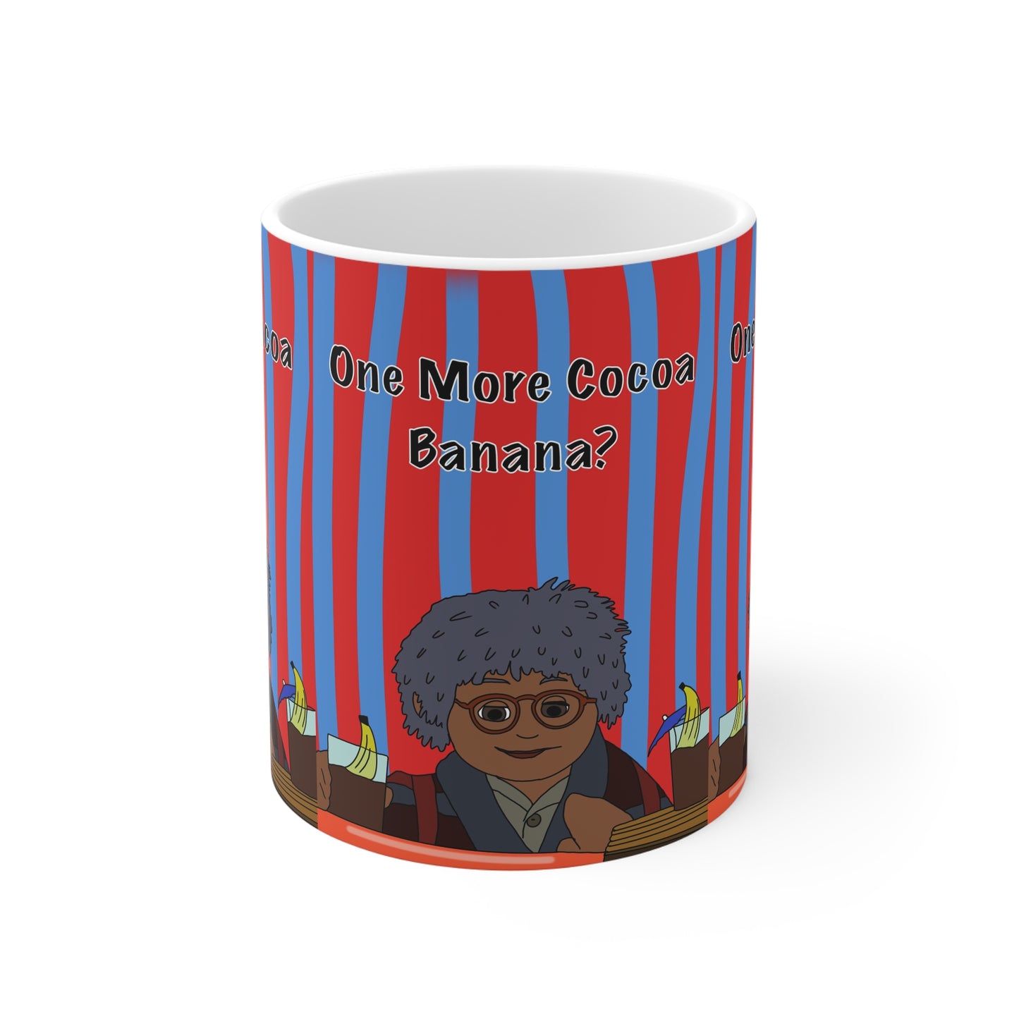 Mug — "One More Cocoa Banana?" Cozy Cartoon Coffee Cup
