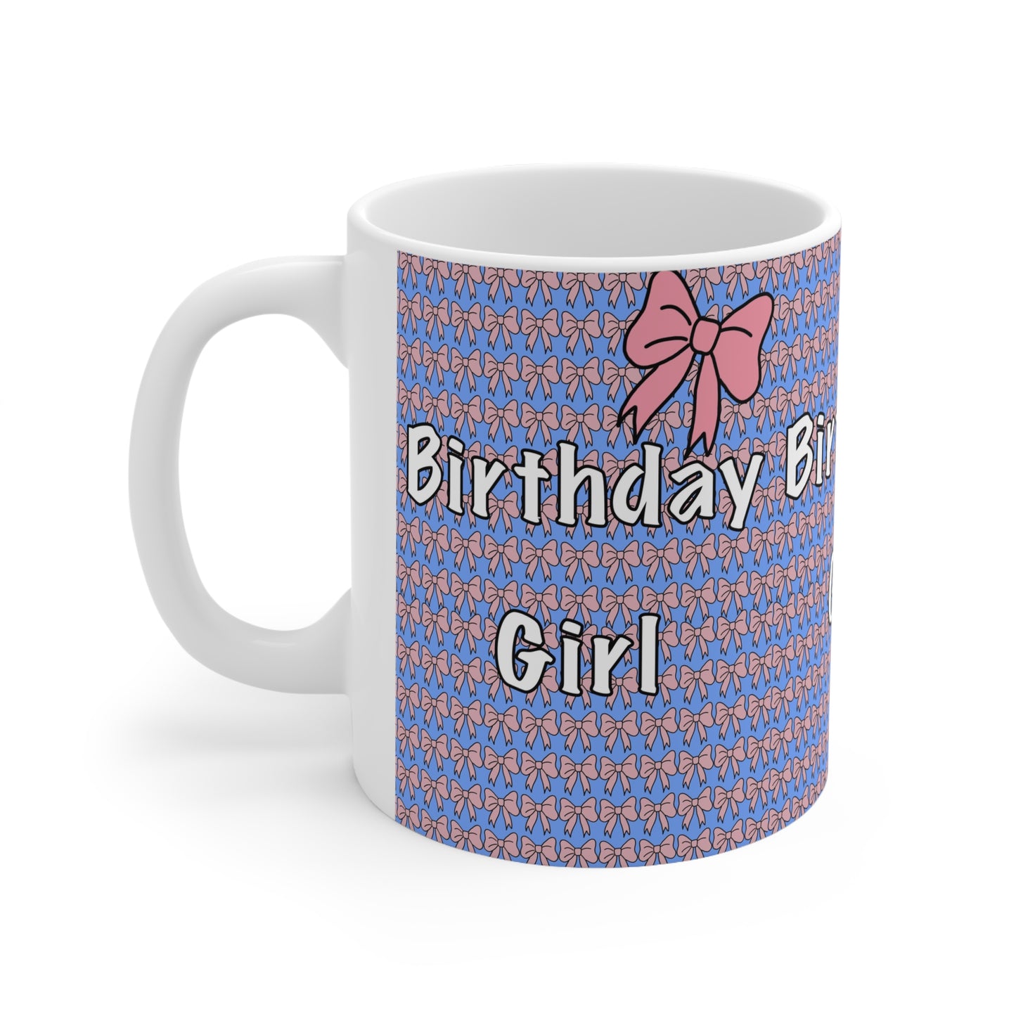 Birthday Girl Ceramic Mug — Pink Bow Pattern