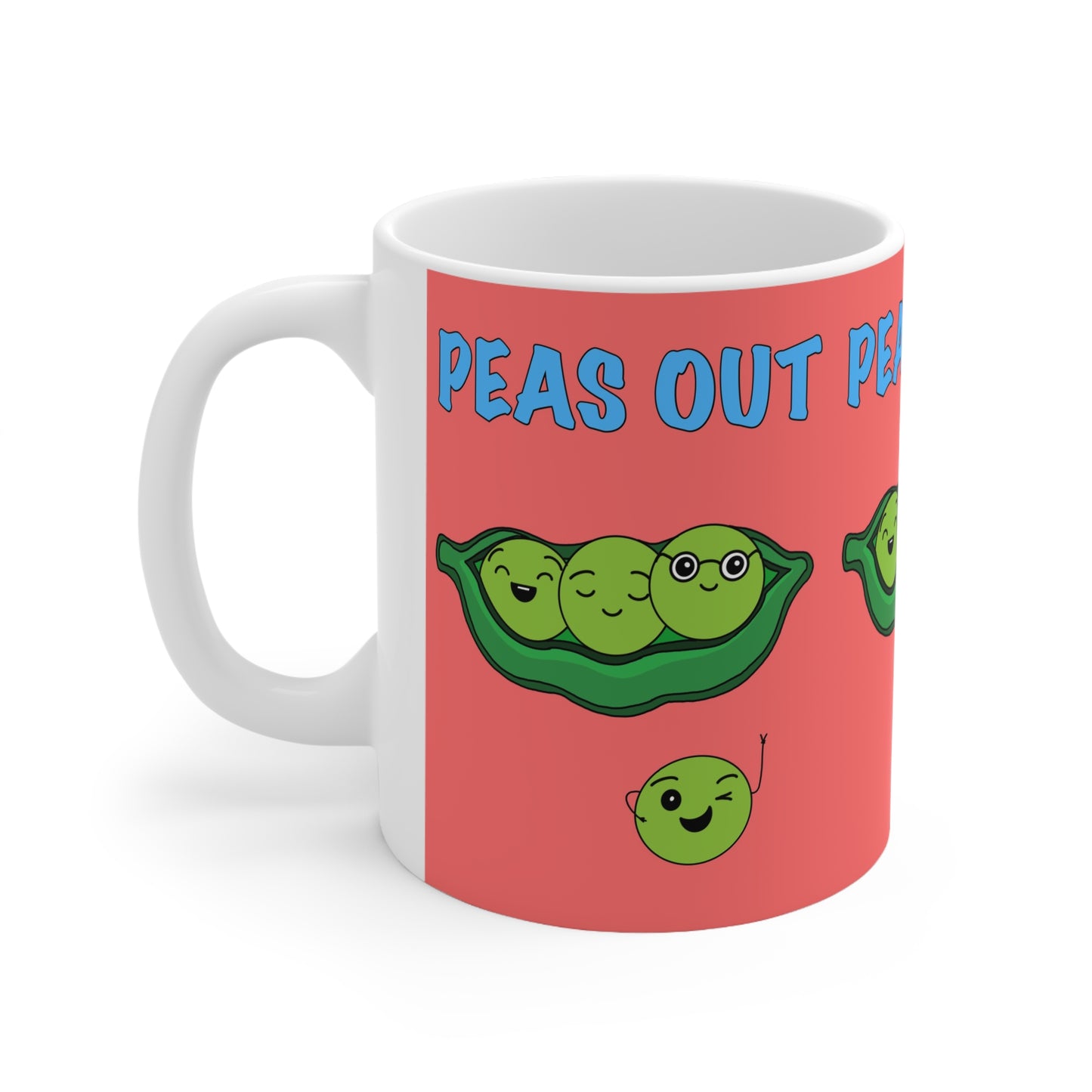 Funny "Peas Out" Ceramic Coffee Mug — Cute Pea Pod Pun