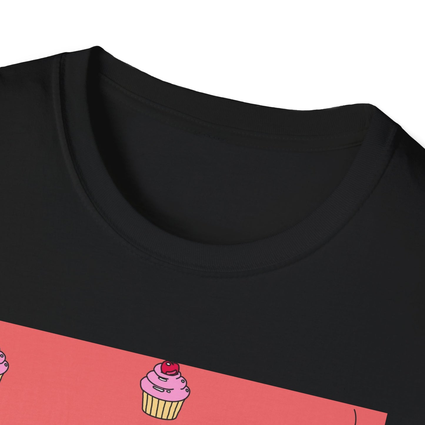 Cute Tiny Cake Character T-Shirt — Playful Cupcake Pattern Tee