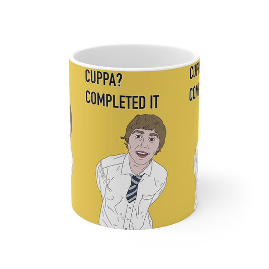 Inbetweeners Jay Cartwright "Cuppa? Completed It" Yellow Funny Office Coffee Cup