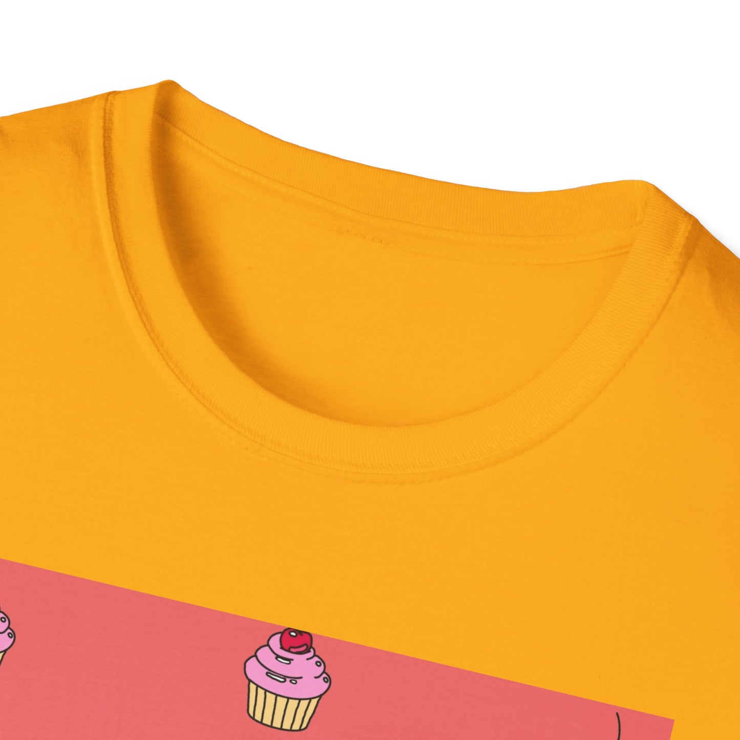 Cute Tiny Cake Character T-Shirt — Playful Cupcake Pattern Tee