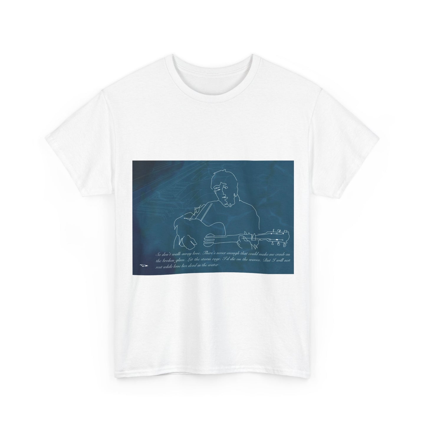 Noel Gallagher Dead in the water Guitar T‑Shirt — Song Lyrics Illustration Tee