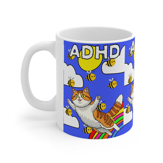ADHD Flying Cat | Neurodivergent Mug | More Jam