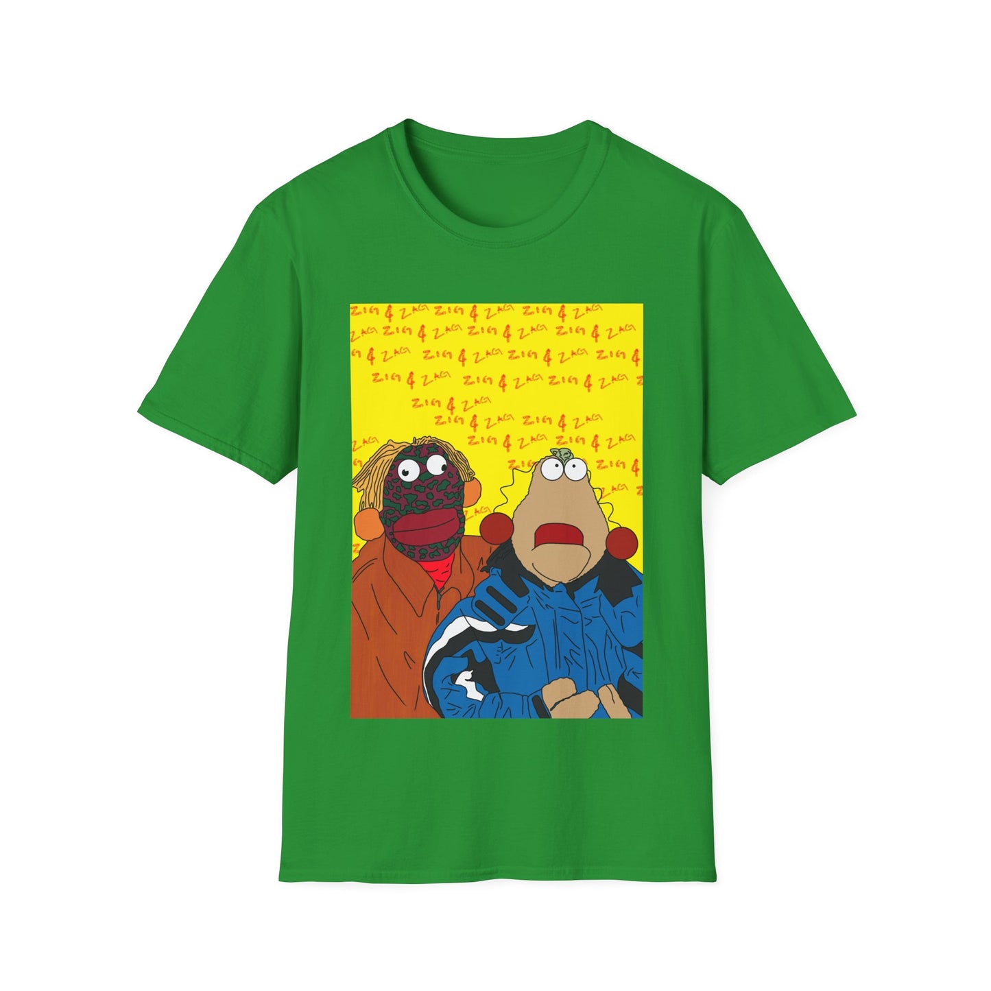 Zig & Zag 90s Graphic T-Shirt — Colorful Puppet Duo Pop Art Tee