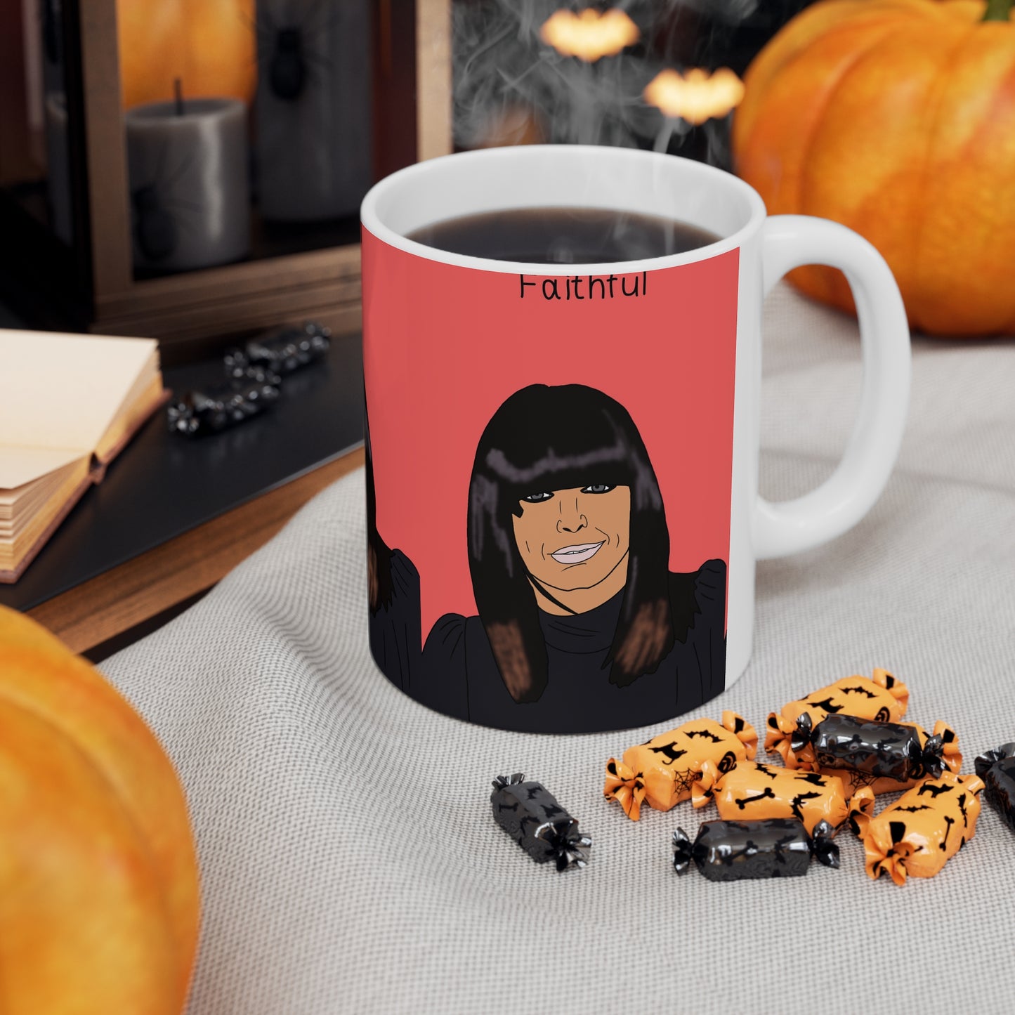 Claudia Winkleman Mug — 'Faithful' Portrait Coffee Cup