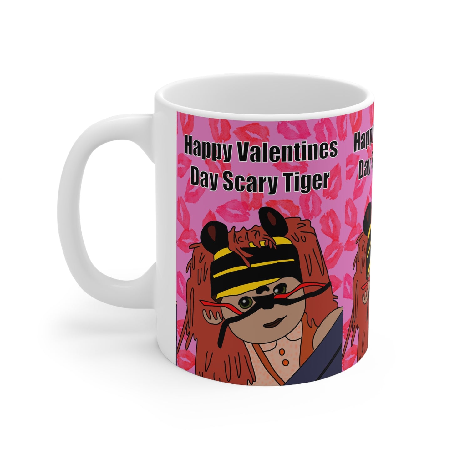 Valentine’s Scary Tiger Ceramic Coffee Mug —