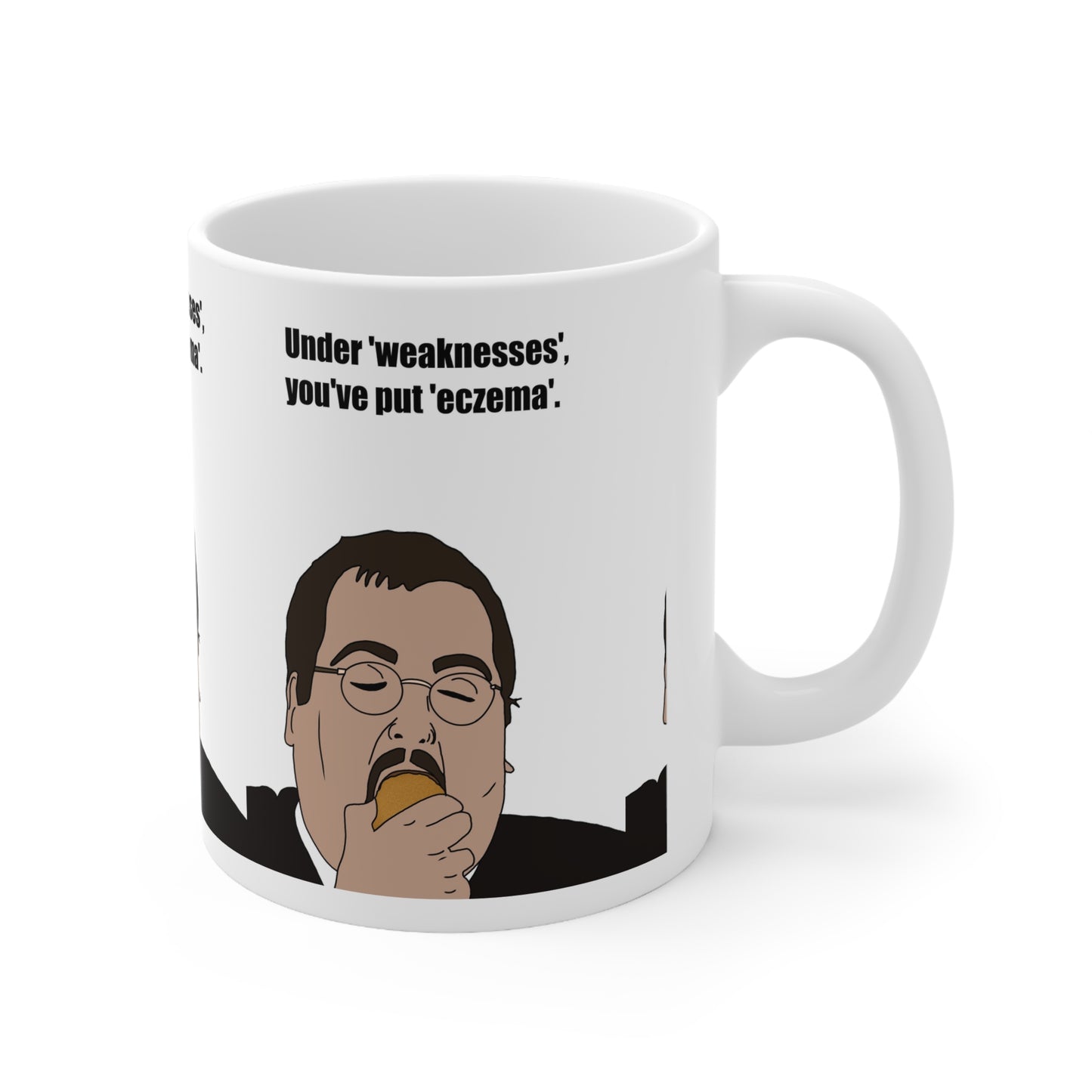 Keith The Office — "Under 'weaknesses', you've put 'eczema.'" Funny Novelty Coffee Cup