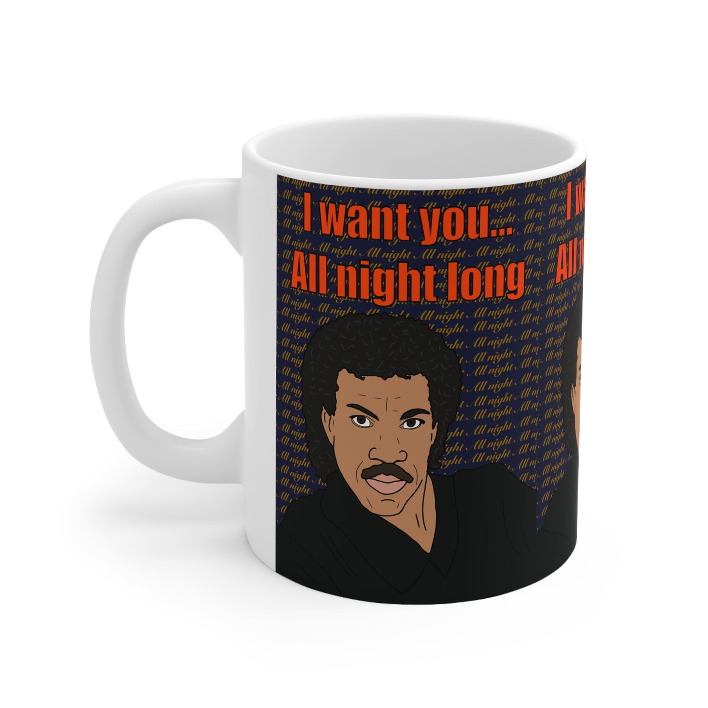 Lionel Ritchie Retro Soul Singer Illustration Mug - "I Want You All Night Long" Ceramic Coffee Cup