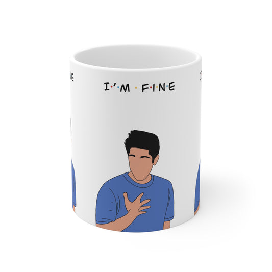 Ross Ceramic Mug — “I’m Fine” Friends‑Style Graphic Coffee Cup