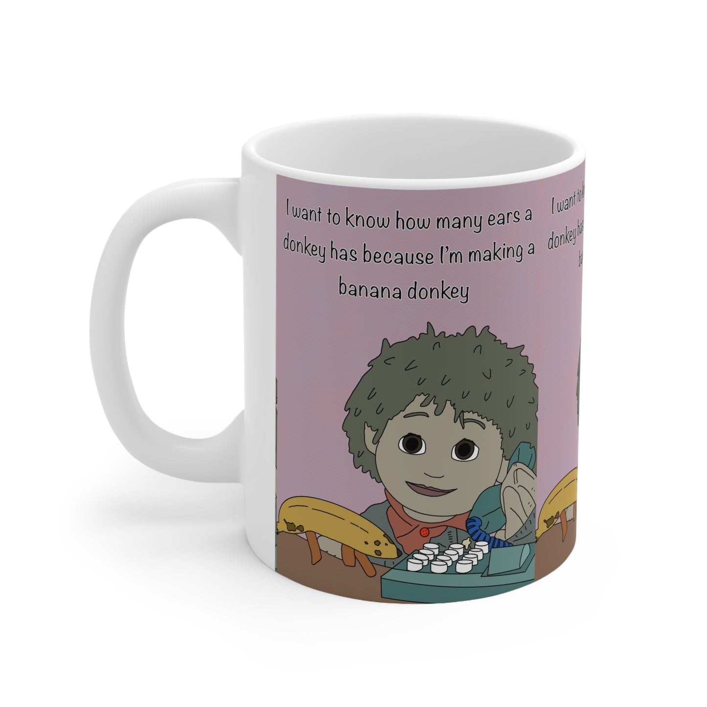 Banana Donkey Cartoon Mug — Funny Coffee Cup