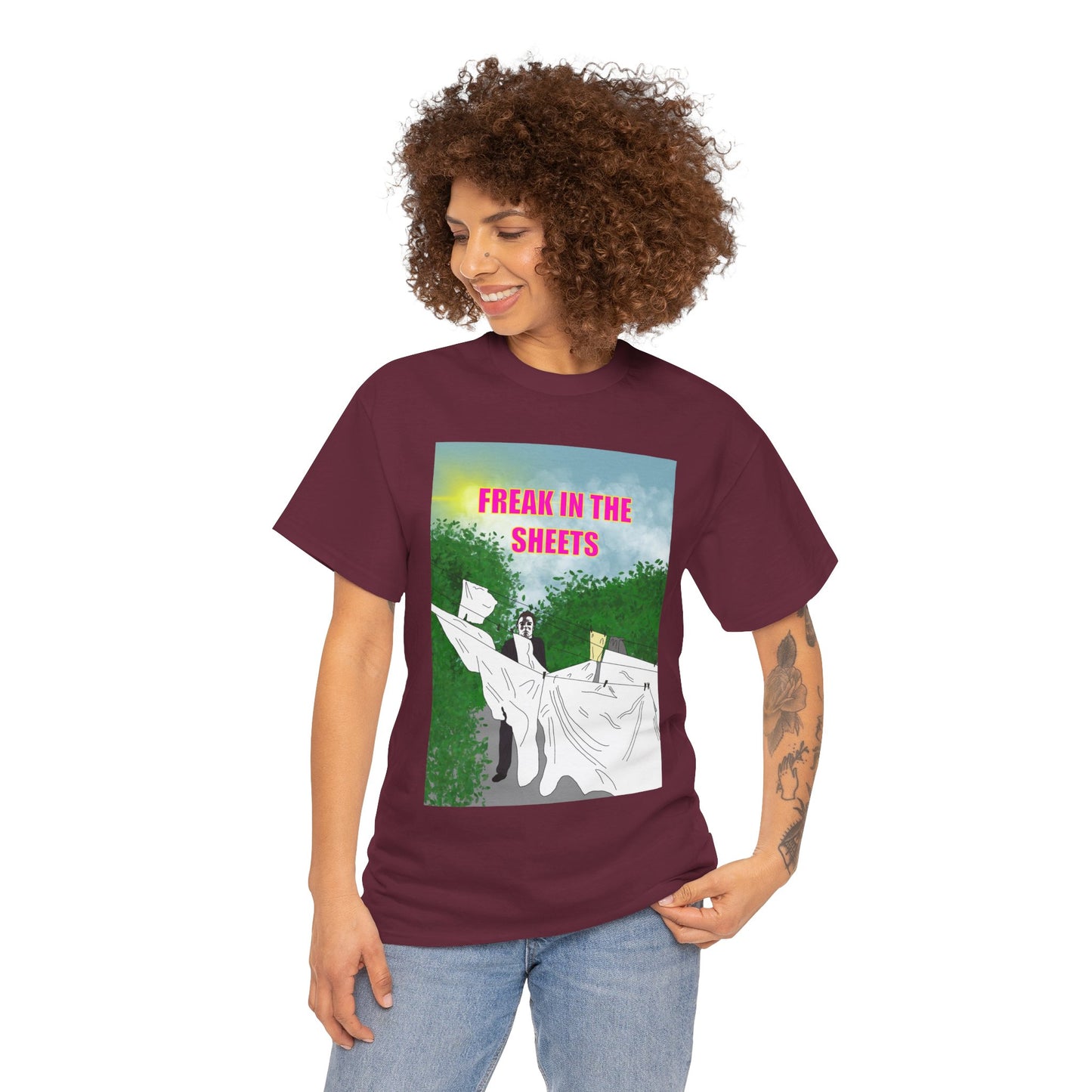 Graphic Tee — "Freak in the Sheets" Retro Ghost Design