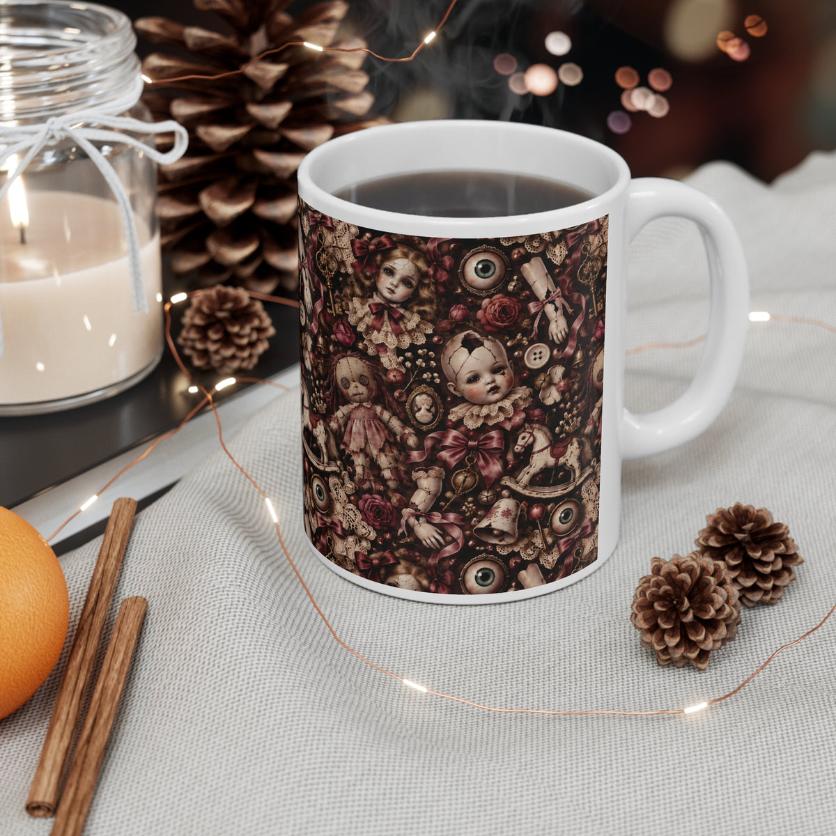 Creepy Doll | Gothic Pattern Mug | More Jam