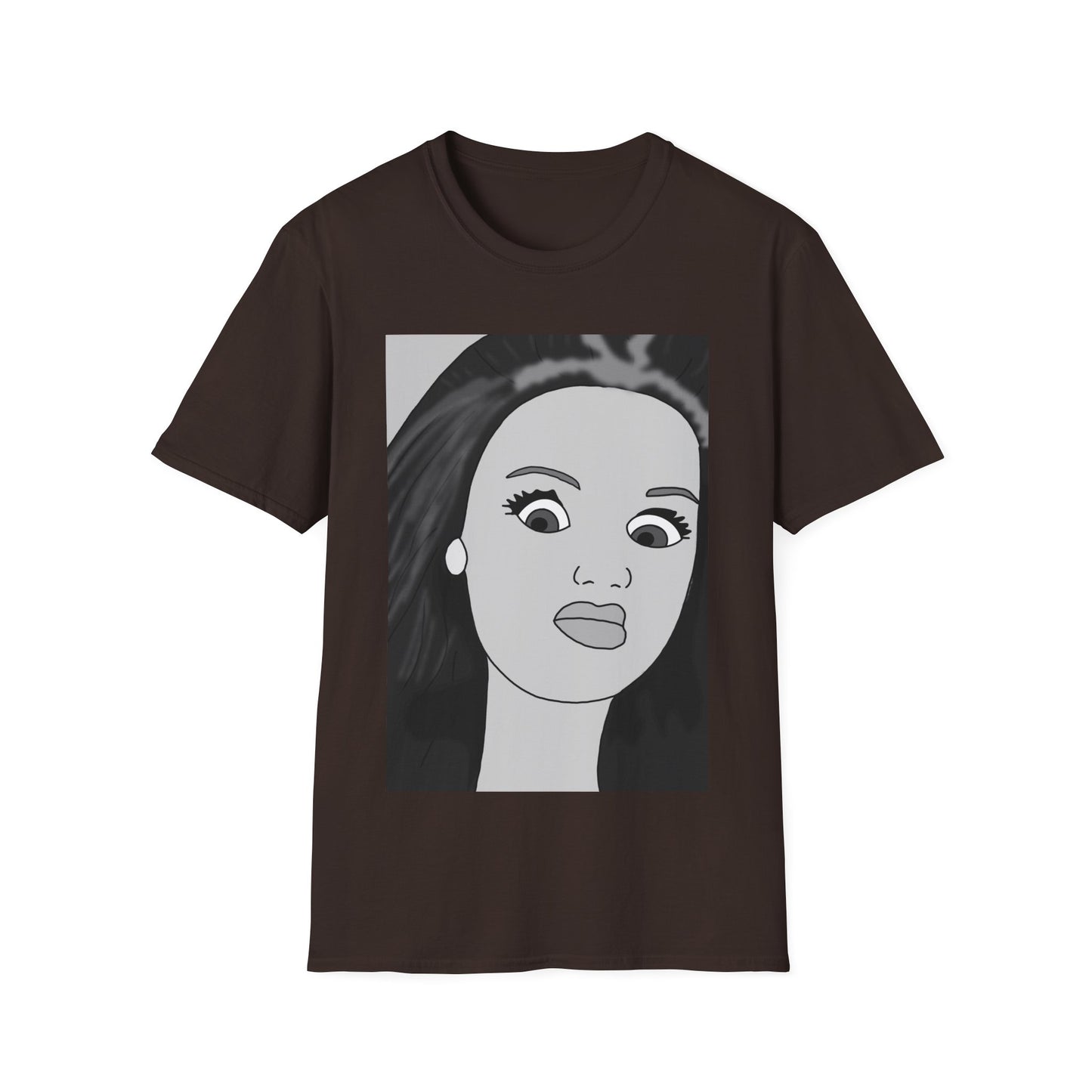 WTF Expression Portrait T-Shirt — Minimal Monochrome Face Art Tee