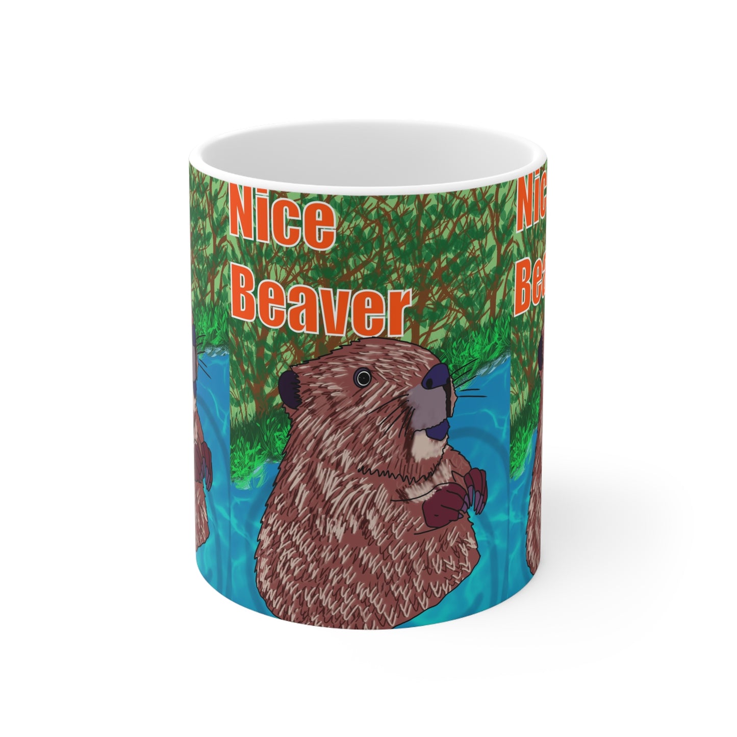 Nice Beaver Ceramic Coffee Mug — Cute Woodland Animal