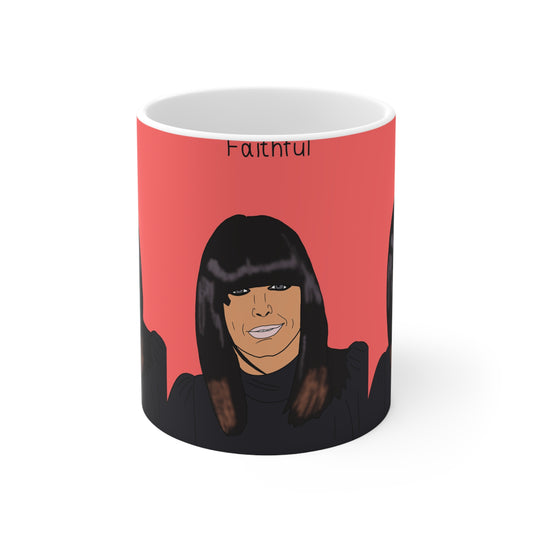 Claudia Winkleman Mug — 'Faithful' Portrait Coffee Cup