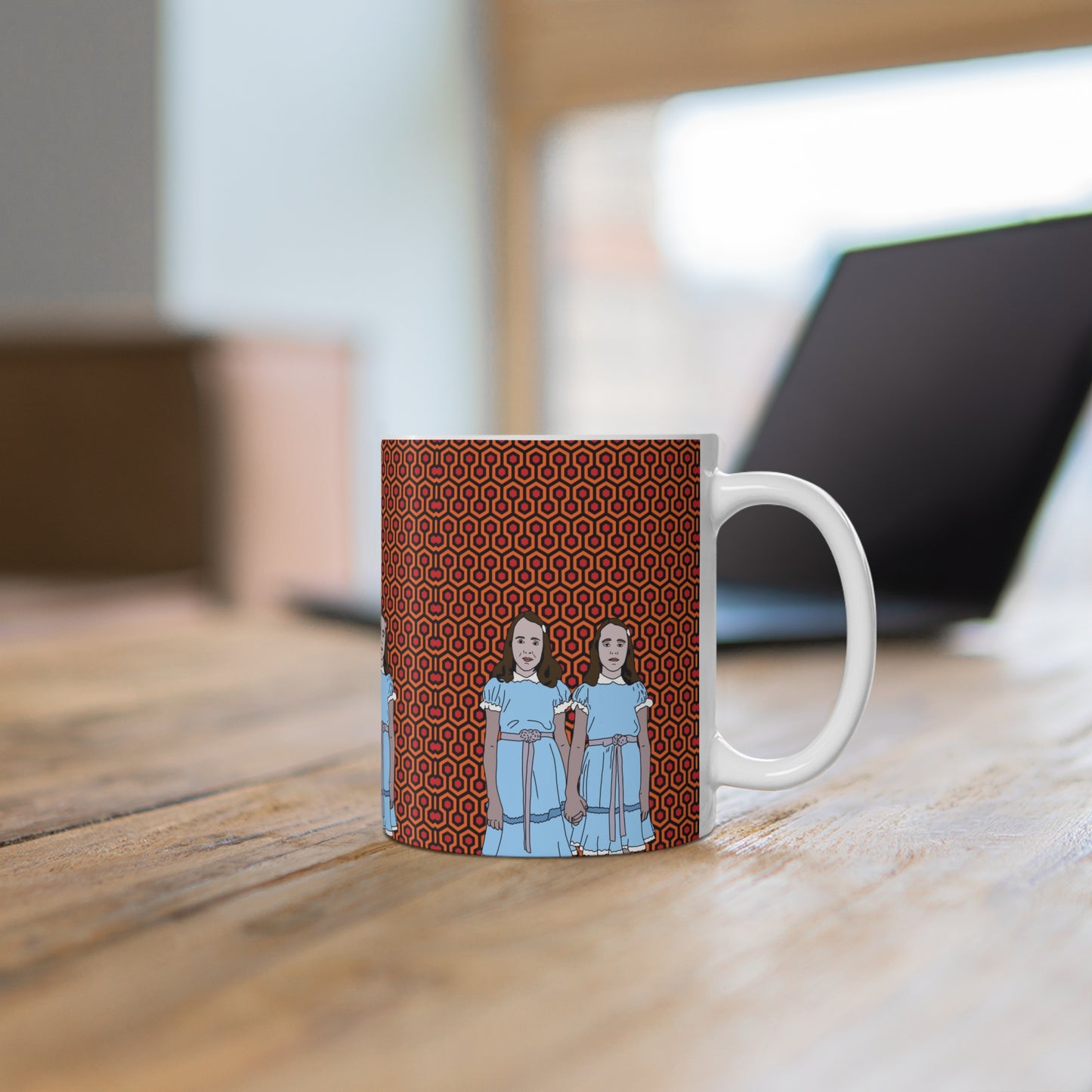 Horror Twins Pattern Ceramic Coffee Mug —  Retro Shining-Inspired Design