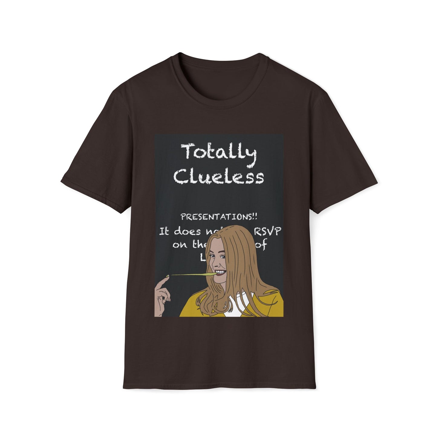 Totally Clueless Graphic T-Shirt — Funny Retro Chalkboard Illustration