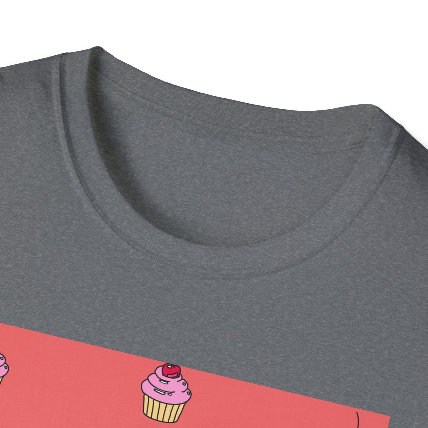 Cute Tiny Cake Character T-Shirt — Playful Cupcake Pattern Tee
