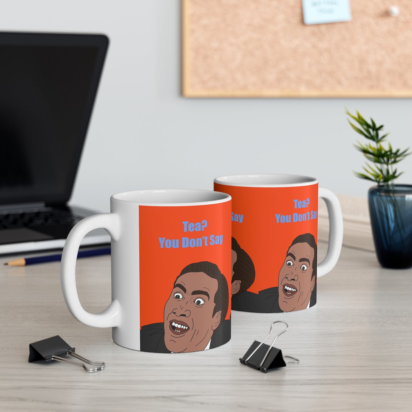 Nicholas Cage Meme Mug — 'Tea? You Don't Say' Funny Meme Ceramic Coffee Mug
