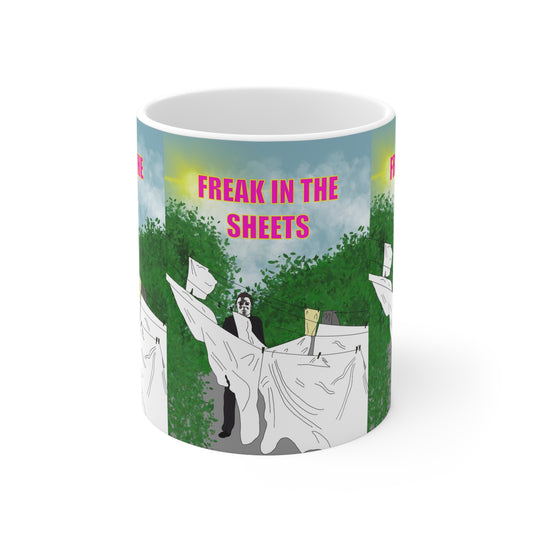 Coffee Mug — "Freak in the Sheets" Funny Vintage Laundry Humor Ceramic Mug