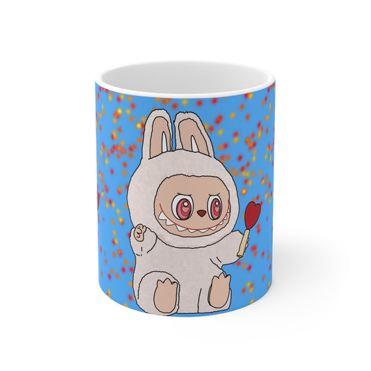 Cute Labubu Monster Mug — Heart Lollipop Ceramic Coffee Cup