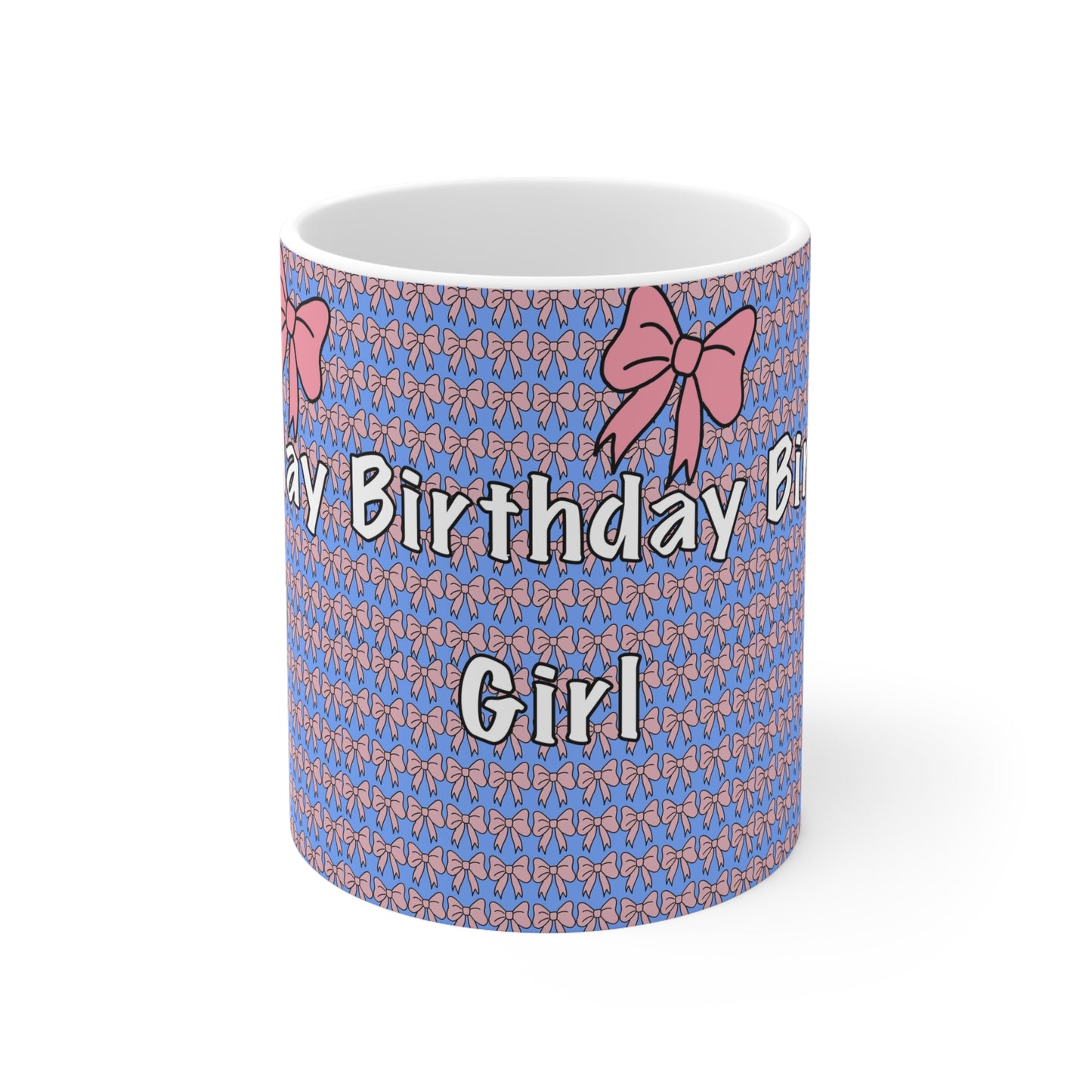 Birthday Girl Ceramic Mug — Pink Bow Pattern