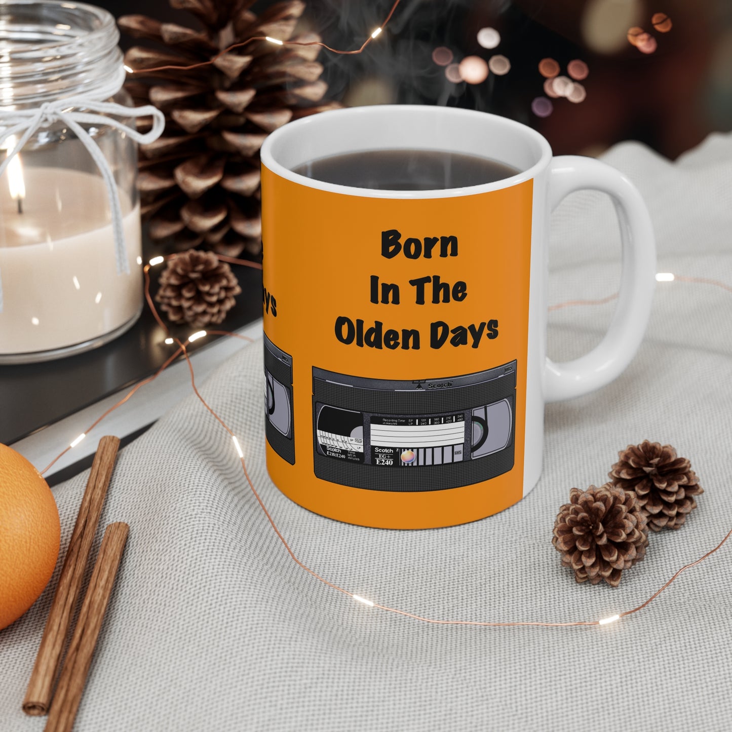 Retro VHS 'Born in the Olden Days' Coffee Mug — 11oz & 15oz Ceramic